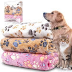 3-Pack Soft Fleece Pet Blankets, Paw Print