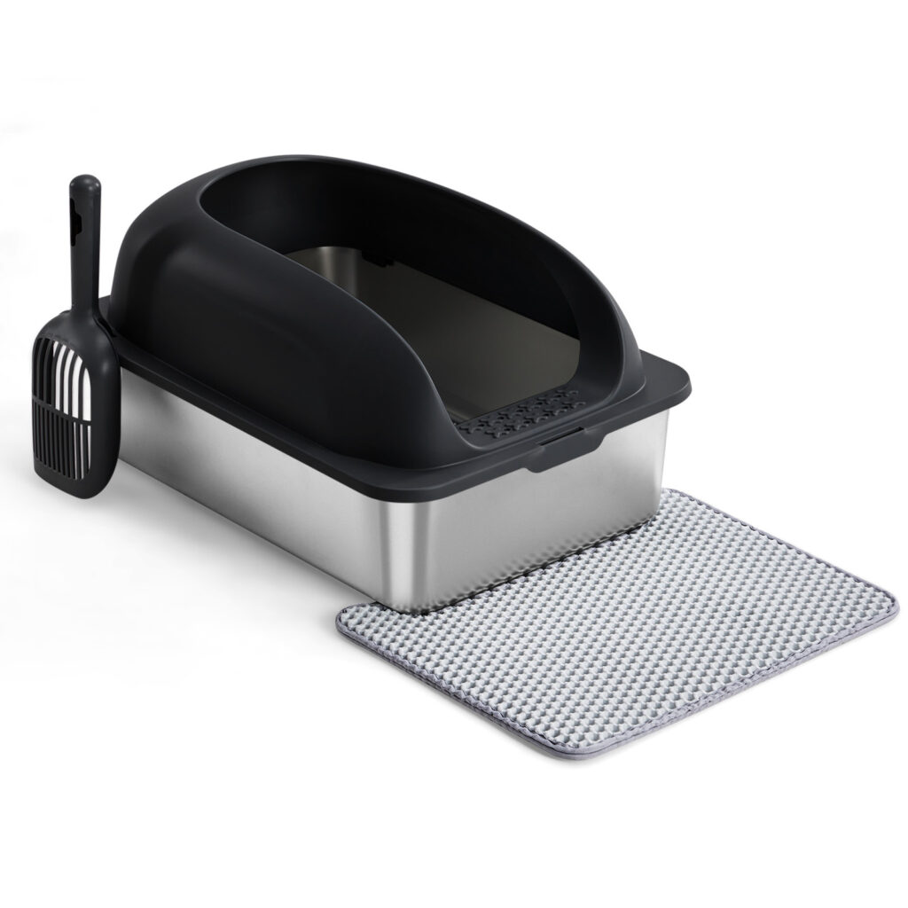 Stainless steel cat litter box with lid
