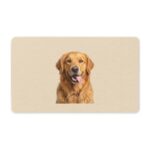 Custom pet photo doormat with a golden retriever (example design)